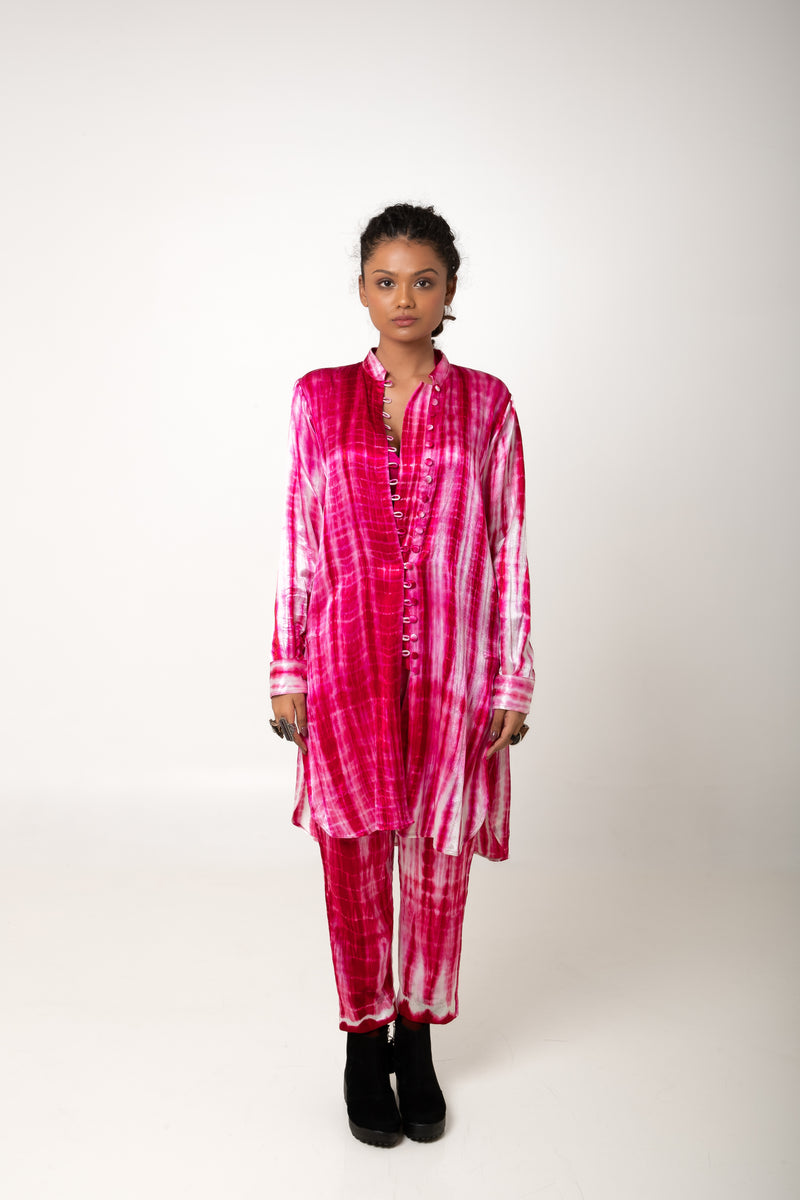 New Season Summer/Fall 2023-Pants Tie Dyed Mashru Silk Gulabo Pink White -Ka-Sha - Fashion Edit Aseem - Shop Cult Modern