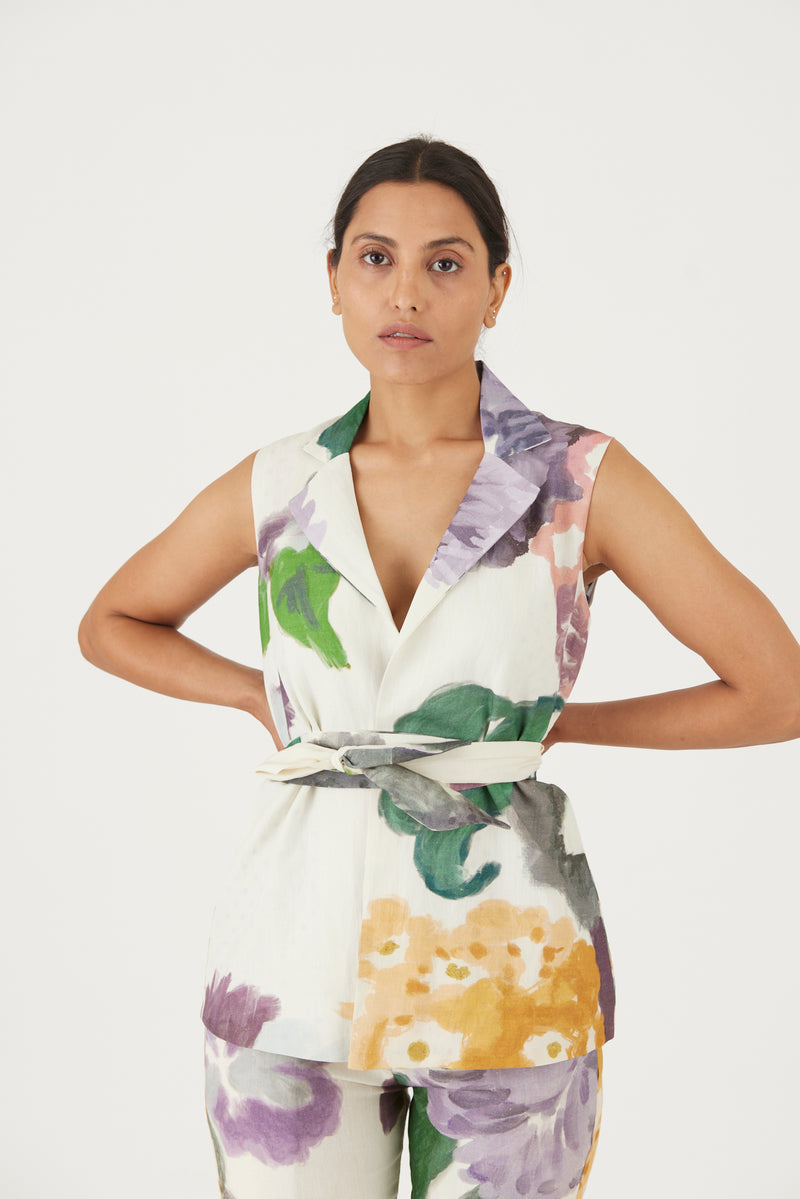 New Season Fall 23/Summer 24-Jacket Set-Linen-Mara Multi Color-YAMLS15-Fashion Edit Yam - Shop Cult Modern