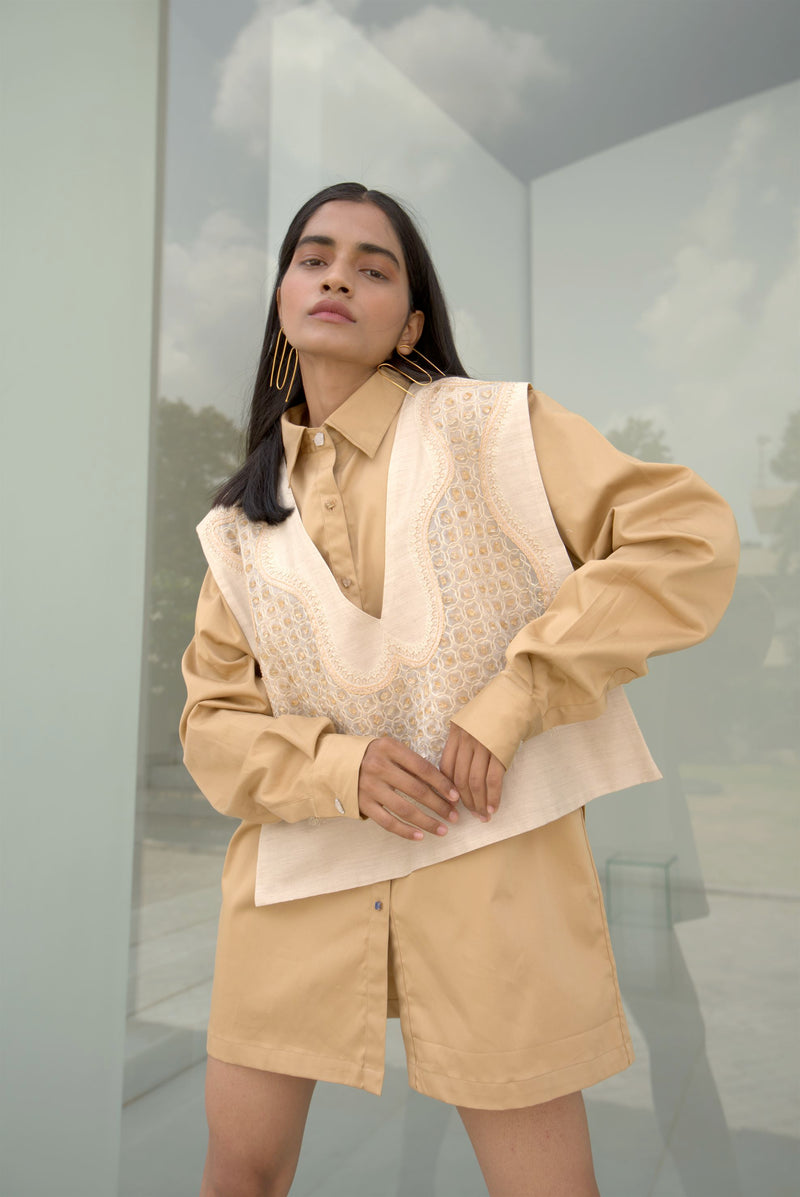 New Season Summer to Fall 2024-Shirt Button Down Cotton Mustard-AM/C/021-Suzanne-Fashion Edit Hemji - Shop Cult Modern