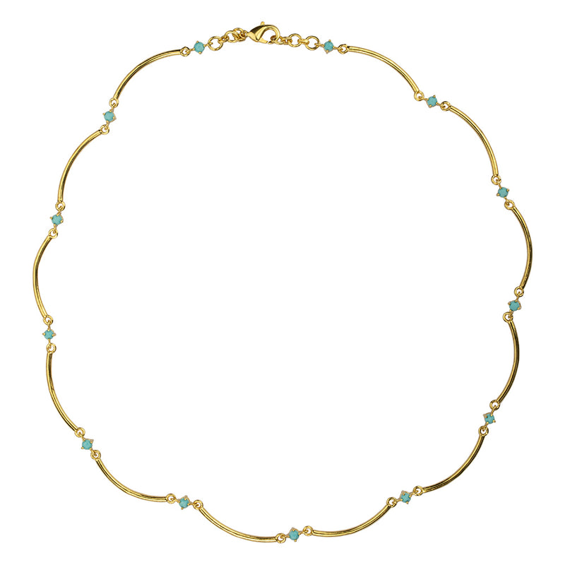 Demi Fine Jewelry-14k Gold Plated-Necklace-Arc Turquoise Recycled Sterling Silver-N16/22-Fashion Edit Unbent - Shop Cult Modern