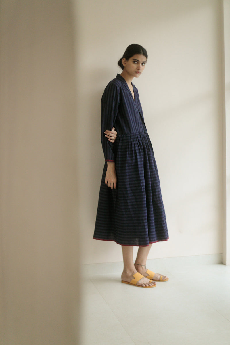 New All Season Dress Cotton Silk Sasha Deep Indigo-R.B.-Fashion Edit Runaway Bicycle - Shop Cult Modern