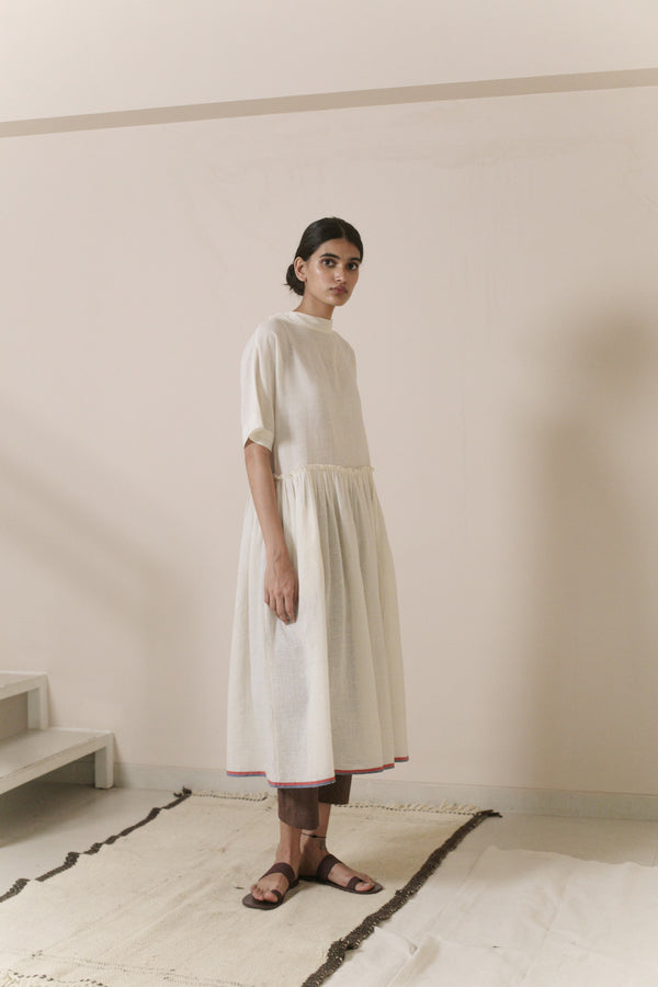 New All Season Dress Handloom Cotton Adrianne Off White-R.B.-Fashion Edit Runaway Bicycle - Shop Cult Modern