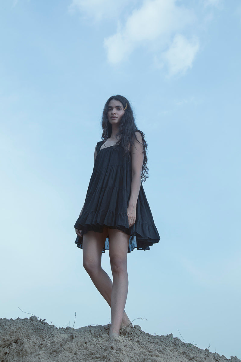 Summer Dress Sundress Cotton Voile Nude Black Dori Nata-Fashion Edit Samcara Vana-Ituvana-16 - Shop Cult Modern