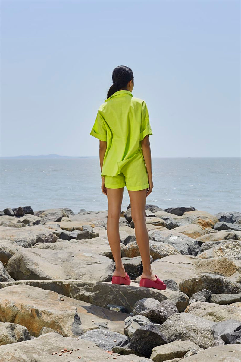 New Season Summer/Fall 24-Top Green Ekin Cotton Neon-MT Ekin Shirt-Neon Green-Fashion Edit Mati - Shop Cult Modern