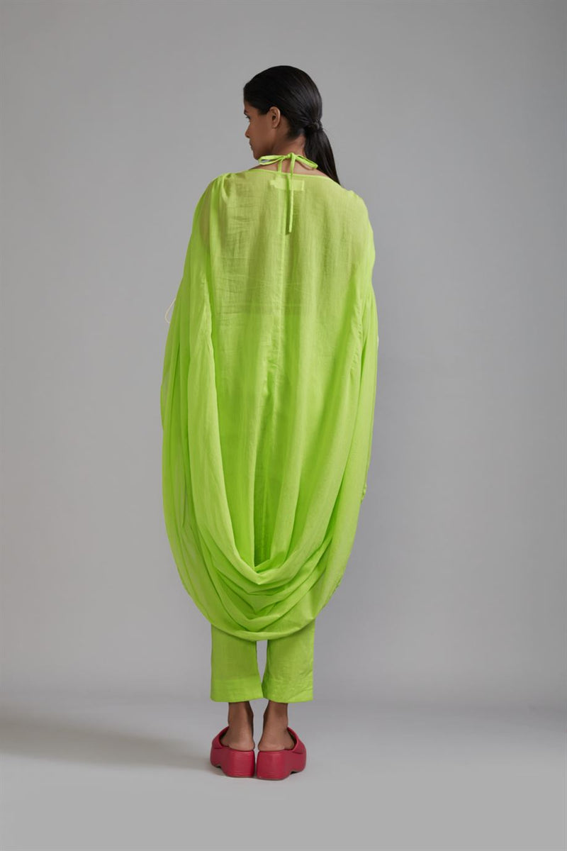 New Season Summer/Fall 24-Tunic Green Gathered Cowl Cotton Neon-MT GATH Cowl Tunic-ML Neon Green-Fashion Edit Mati - Shop Cult Modern