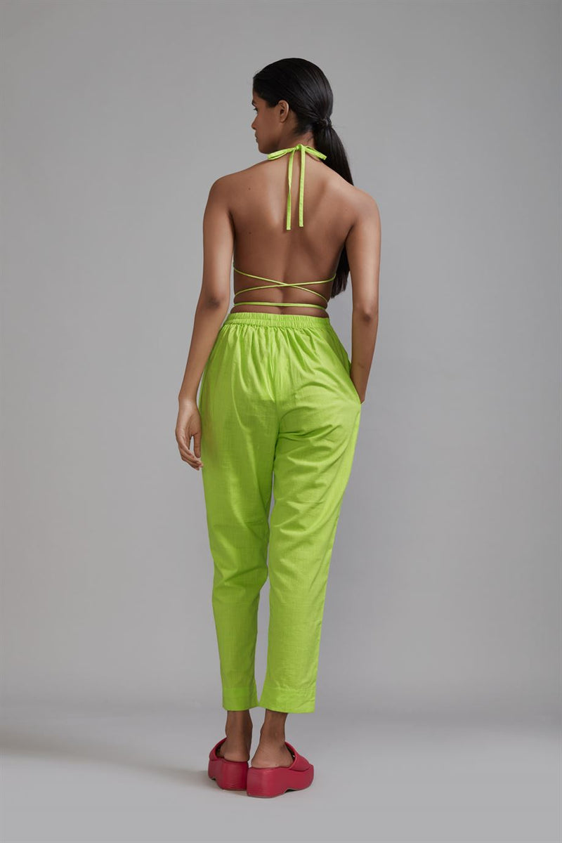 New Season Summer/Fall 24-Pants Green Long Pleated Cotton Neon-MT PL Trouser-Neon Green-Fashion Edit Mati - Shop Cult Modern