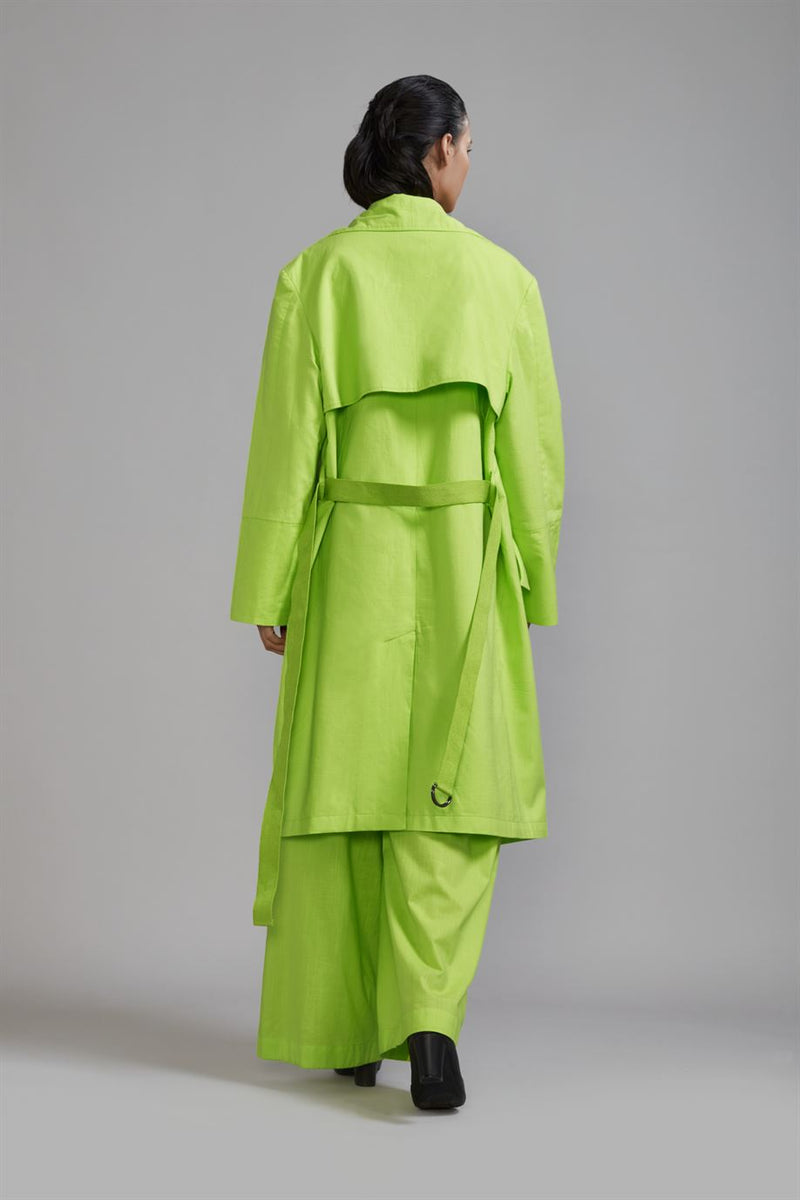 New Season Summer/Fall 2024-Coord Set Green Trench Jacket Cotton Neon-MT KA TR Jacket Coord Set-Neon Green 3pcs-Fashion Edit Mati - Shop Cult Modern