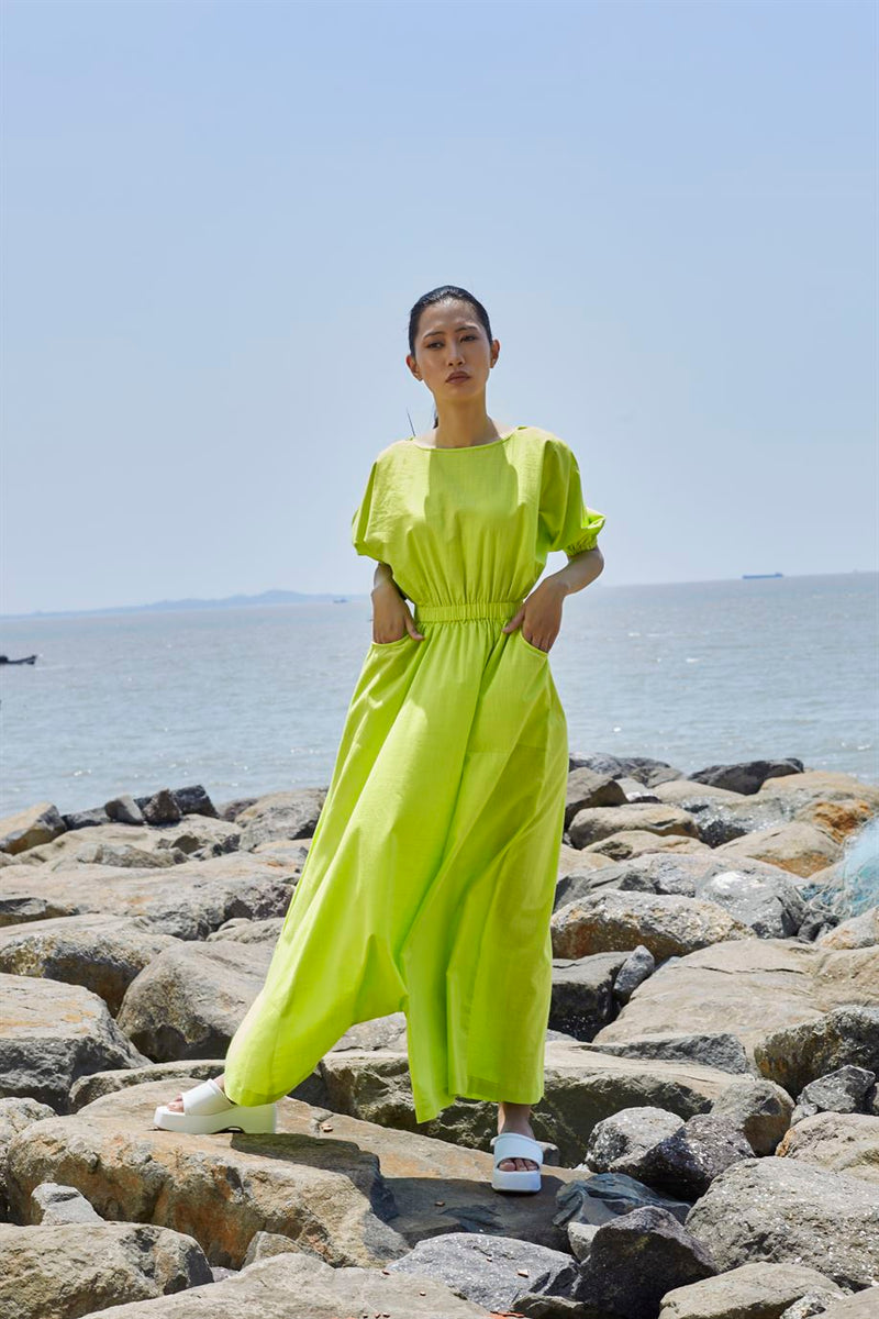 New Season Summer/Fall 23-Jumpsuit Green Sphara Cotton Neon-MTSPHJS-Neon Green-Fashion Edit Mati - Shop Cult Modern