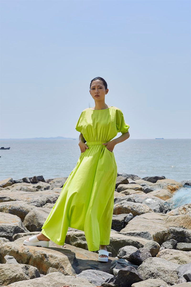 New Season Summer/Fall 23-Jumpsuit Green Sphara Cotton Neon-MTSPHJS-Neon Green-Fashion Edit Mati - Shop Cult Modern