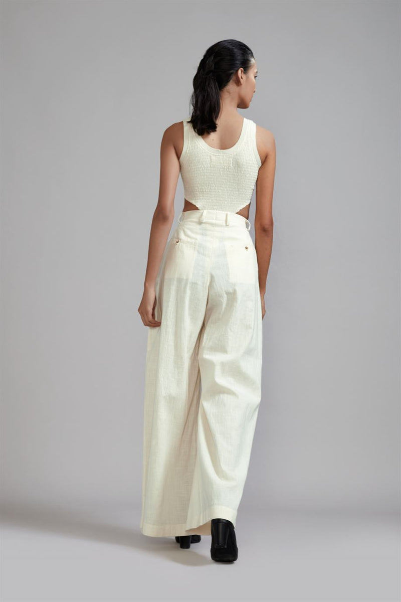 New Season Summer/Fall 24-Pants Long Pleated Cotton Offwhite-MT PL Trouser-Offwhite-Fashion Edit Mati - Shop Cult Modern