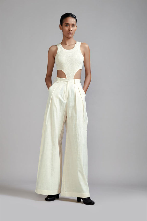 New Season Summer/Fall 23-Top Smocked Bodysuit Cotton Offwhite-MT Smoc Bodysuit-Offwhite-Fashion Edit Mati - Shop Cult Modern