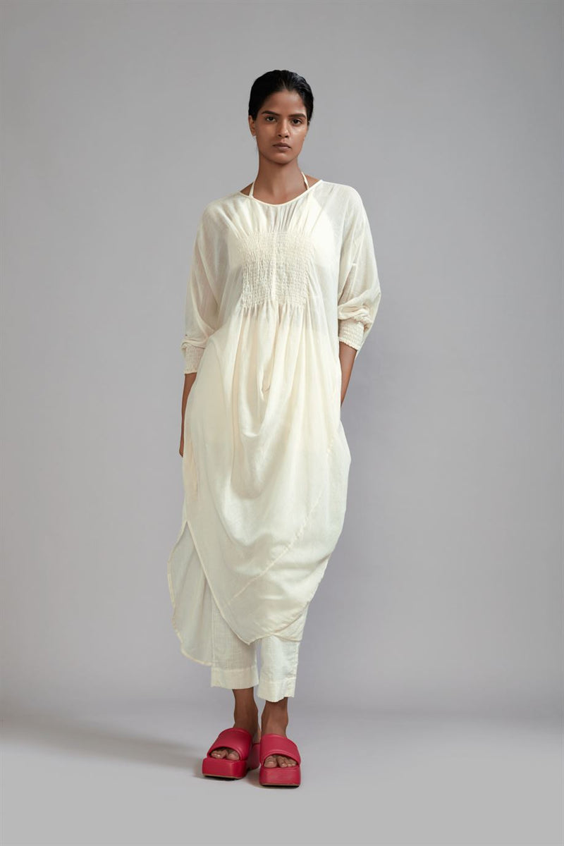 New Season Summer/Fall 24-Tunic Smocked Cowl Cotton Offwhite-MT Smoc Cowl Tunic-ML Offwhite-Fashion Edit Mati - Shop Cult Modern