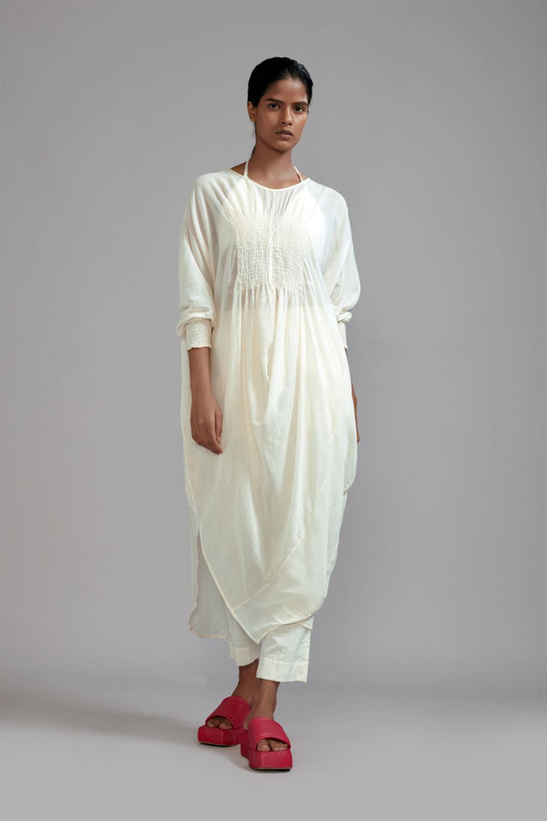 New Season Summer/Fall 23-Tunic Smocked Cowl Cotton Offwhite-MT Smoc Cowl Tunic-ML Offwhite-Fashion Edit Mati - Shop Cult Modern