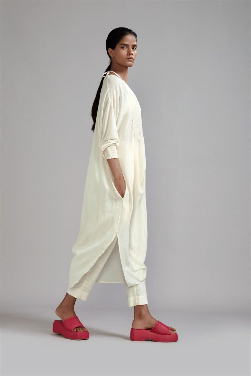 New Season Summer/Fall 24-Tunic Smocked Cowl Cotton Offwhite-MT Smoc Cowl Tunic-ML Offwhite-Fashion Edit Mati - Shop Cult Modern