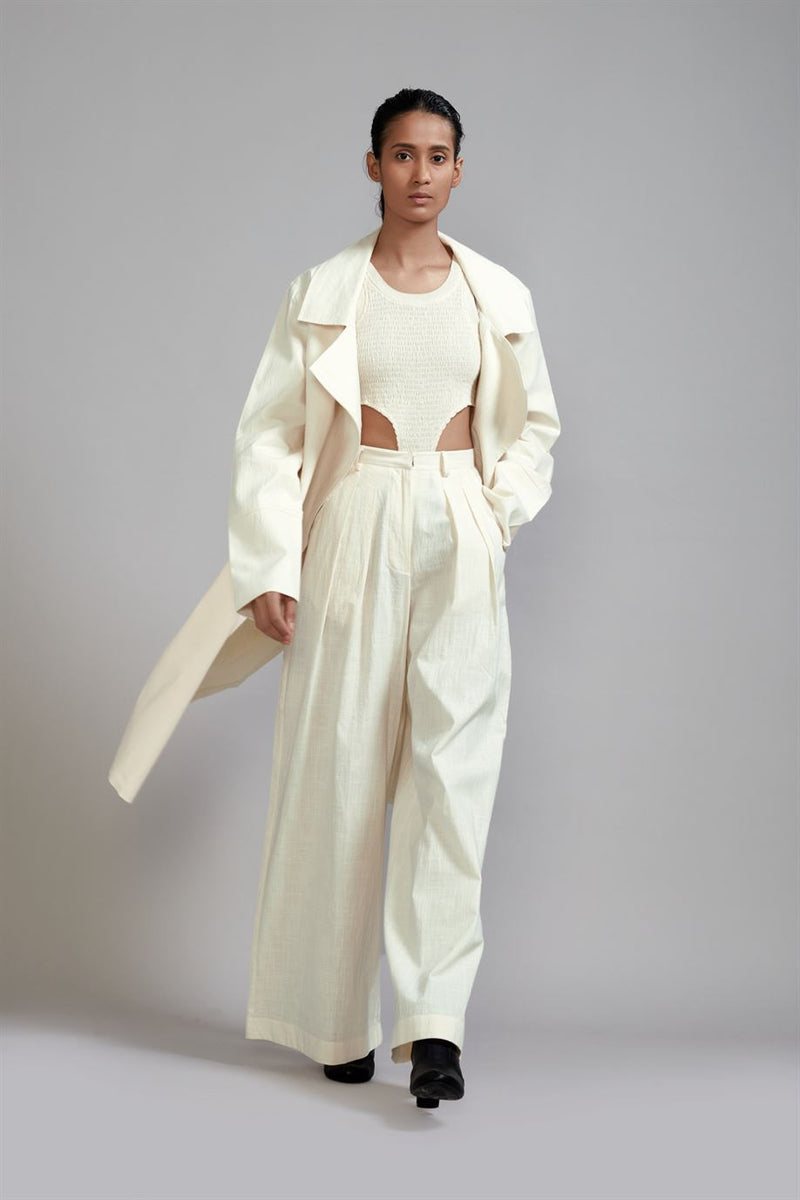 New Season Summer/Fall 24-Coord Set Trench Jacket Cotton Offwhite-MT KA TR Jacket Coord Set-Offwhite 3pcs-Fashion Edit Mati - Shop Cult Modern