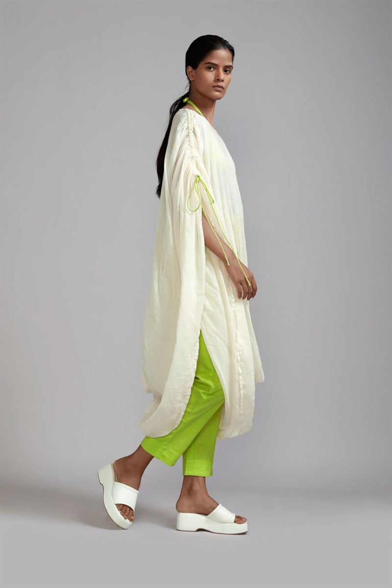 New Season Summer/Fall 24-Coord Set with Neon Green Gathered Cowl Tunic Cotton Offwhite-Neon Green-MT GATH Cowl Tunic Coord Set-ML Offwhite 3pcs-Fashion Edit Mati - Shop Cult Modern