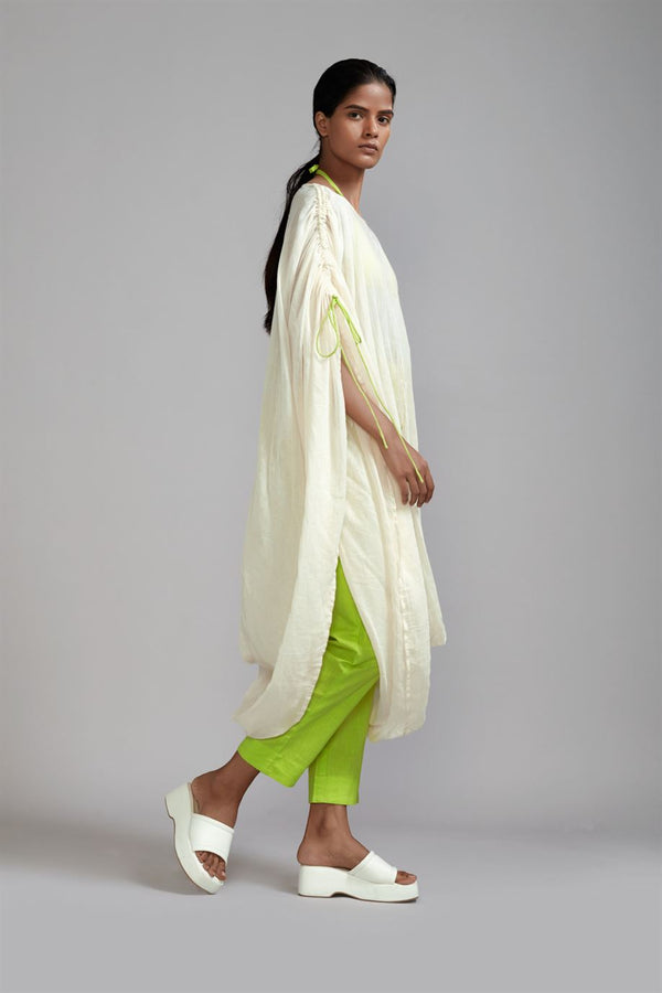 New Season Summer/Fall 24-Tunic Gathered Cowl Cotton Offwhite-Neon Green-MT GATH Cowl Tunic-ML Offwhite-Fashion Edit Mati - Shop Cult Modern