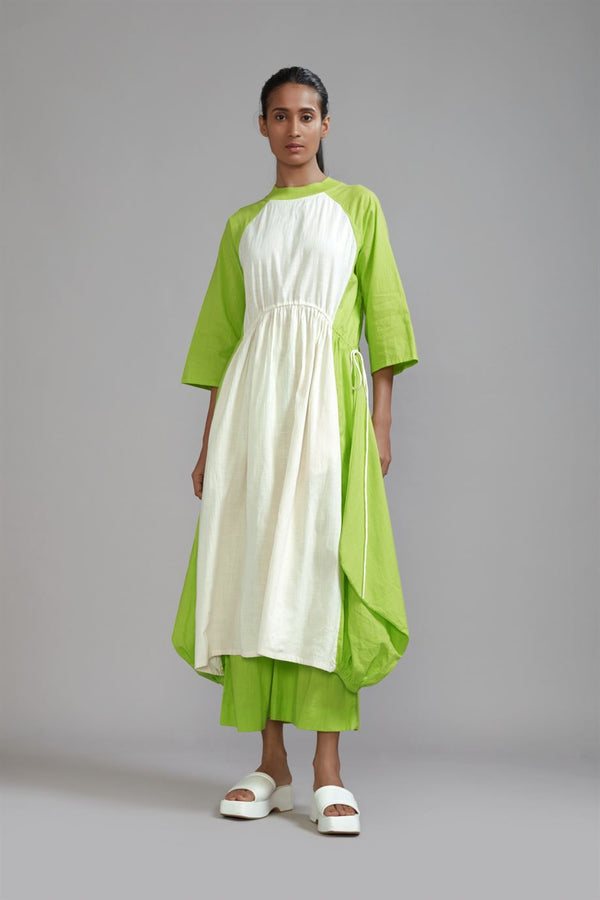 New Season Summer/Fall 23-Tunic Raglan Vari Cotton Offwhite-
Neon Green-MT CB RAG VARI Dress-Offwhite-NG-Fashion Edit Mati - Shop Cult Modern