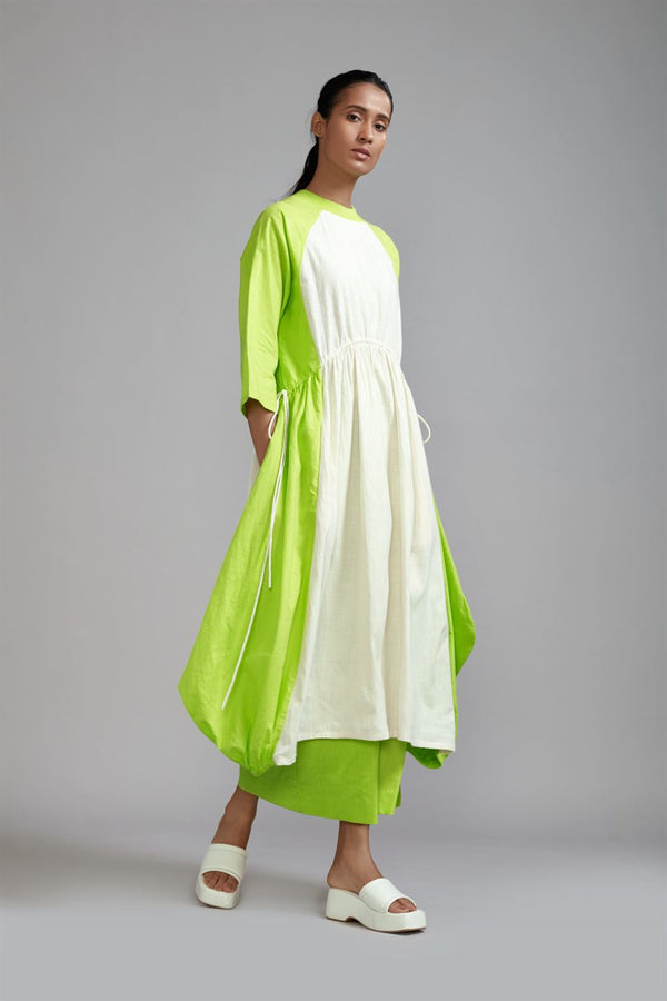 New Season Summer/Fall 23-Tunic Raglan Vari Cotton Offwhite-
Neon Green-MT CB RAG VARI Dress-Offwhite-NG-Fashion Edit Mati - Shop Cult Modern