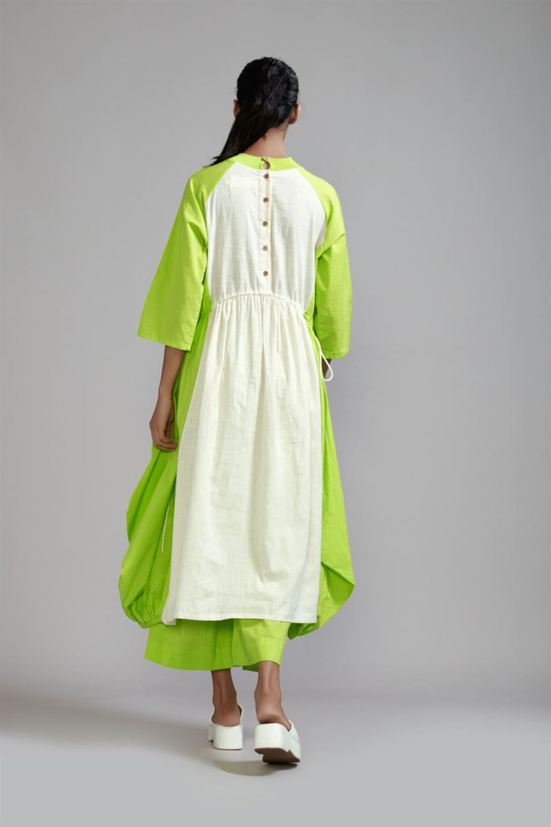 New Season Summer/Fall 24-Tunic Raglan Vari Cotton Offwhite-Neon Green-MT CB RAG VARI Dress-Offwhite-NG-Fashion Edit Mati - Shop Cult Modern