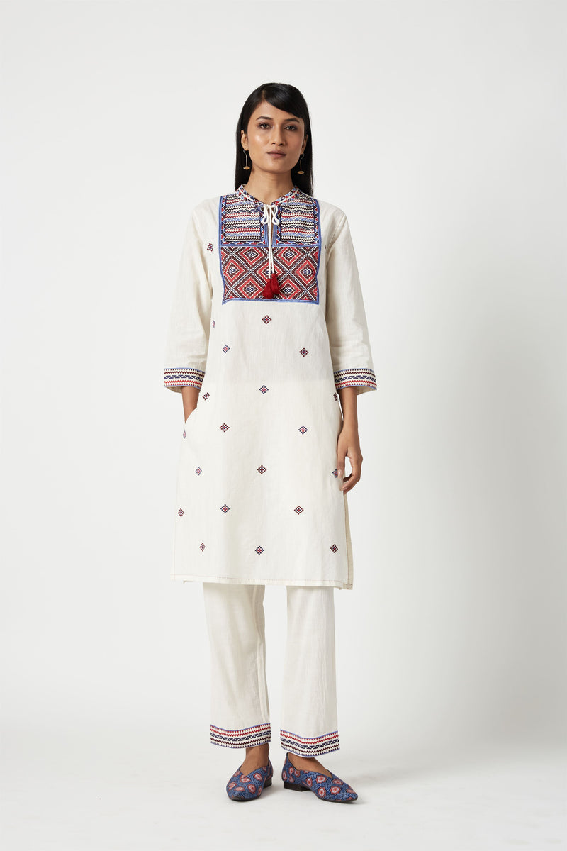 Summer Kurta Set Cotton Handloom Embroidered-Fashion Edit Java 3-9JV-110A-Payal Pratap - Shop Cult Modern