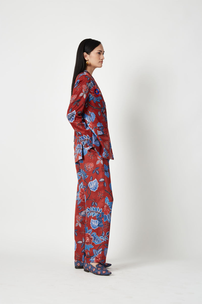 Summer Pants Linen Satin Tawau Printed-Fashion Edit Java 3-2JV-115A-Payal Pratap - Shop Cult Modern