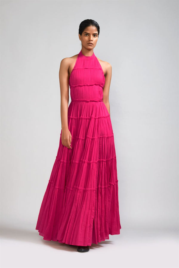 New Season Summer/Fall 23-Dress Backless Tiered Gown Cotton Pink-MT Backless Gown-ML Pink-Fashion Edit Mati - Shop Cult Modern
