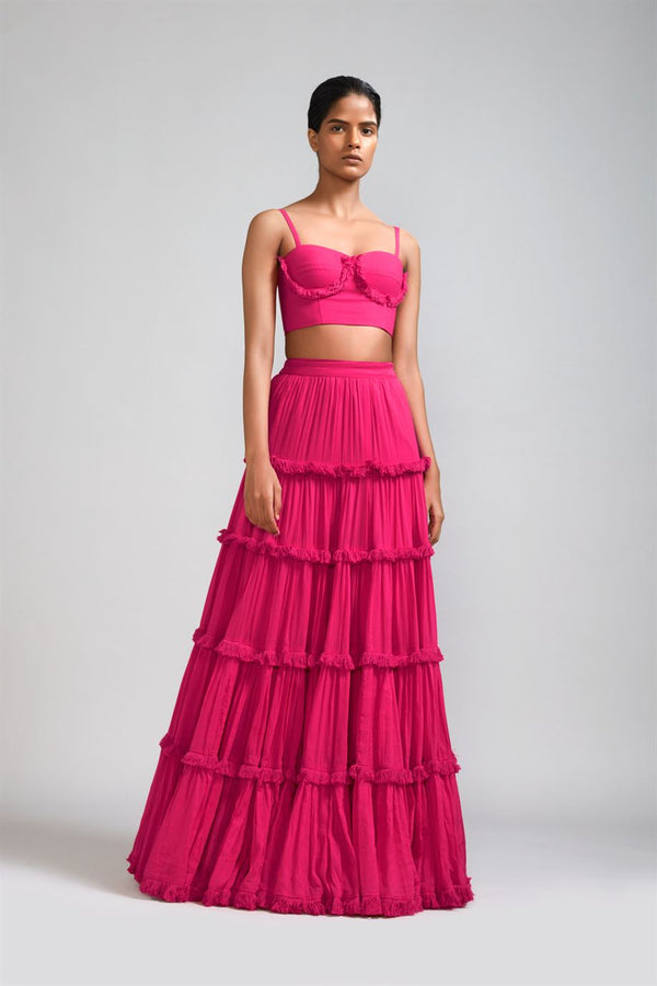New Season Summer/Fall 23-Top Fringed Corset Cotton Pink-MT FR Corset-KA Pink-Fashion Edit Mati - Shop Cult Modern