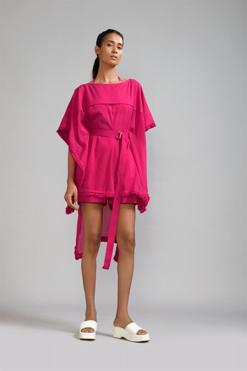 New Season Summer/Fall 2024-Coord Set Fringed Kaftan Coord Cotton Pink-MT FR Kaftan Coord Set-KA ML Pink 3pcs-Fashion Edit Mati - Shop Cult Modern