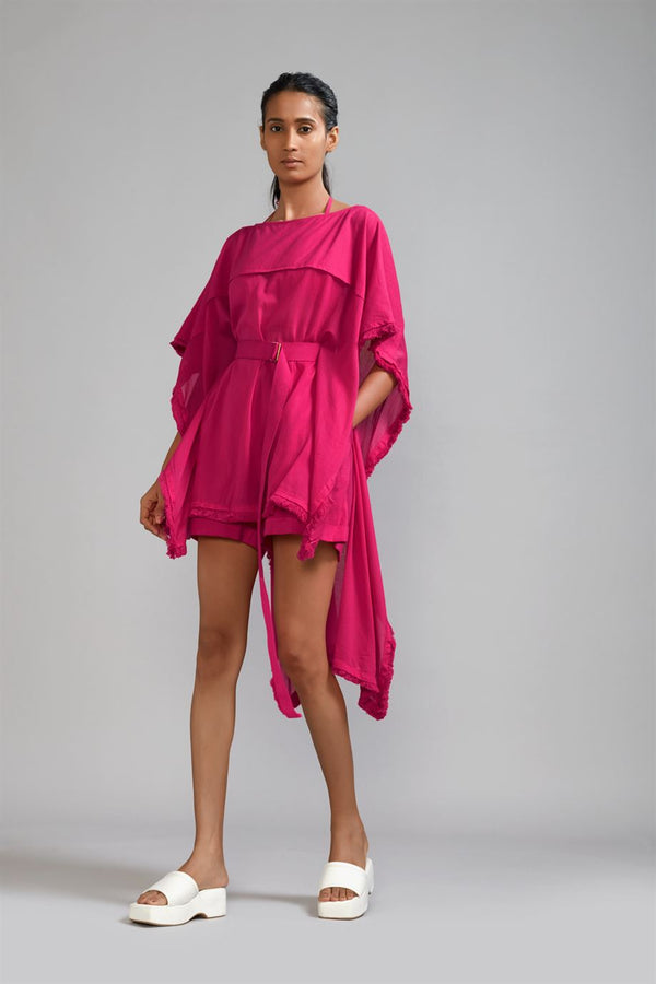 New Season Summer/Fall 23-Coord Set Fringed Kaftan Coord Cotton Pink-MT FR Kaftan Coord Set-KA ML Pink 3pcs-Fashion Edit Mati - Shop Cult Modern