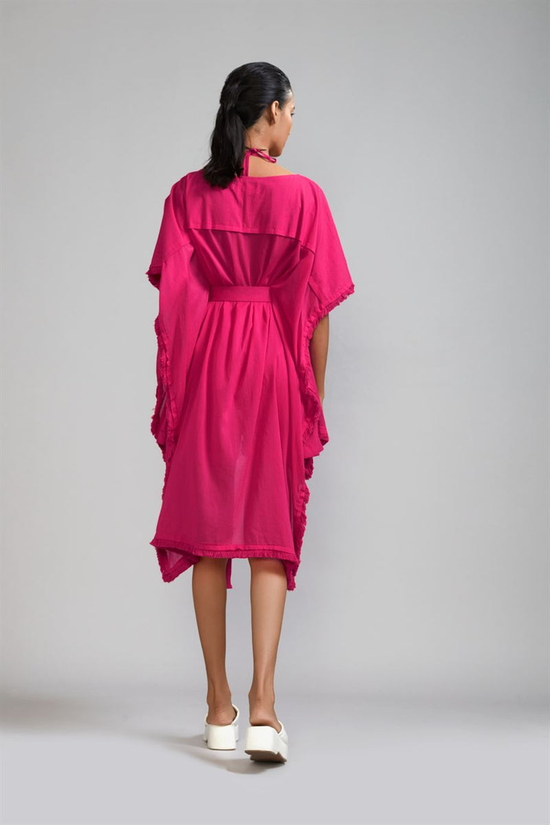 New Season Summer/Fall 24-Top Fringed Kaftan Cotton Pink-MT FR Kaftan Top-KA ML Pink-Fashion Edit Mati - Shop Cult Modern