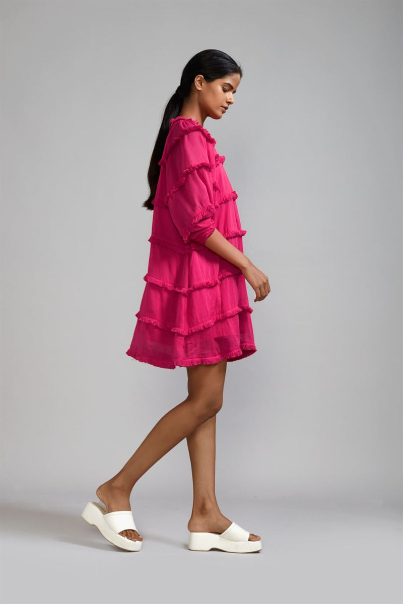 New Season Summer/Fall 23-Dress Fringed Short Cotton Pink-MT FR SH Dress-KA ML Pink-Fashion Edit Mati - Shop Cult Modern