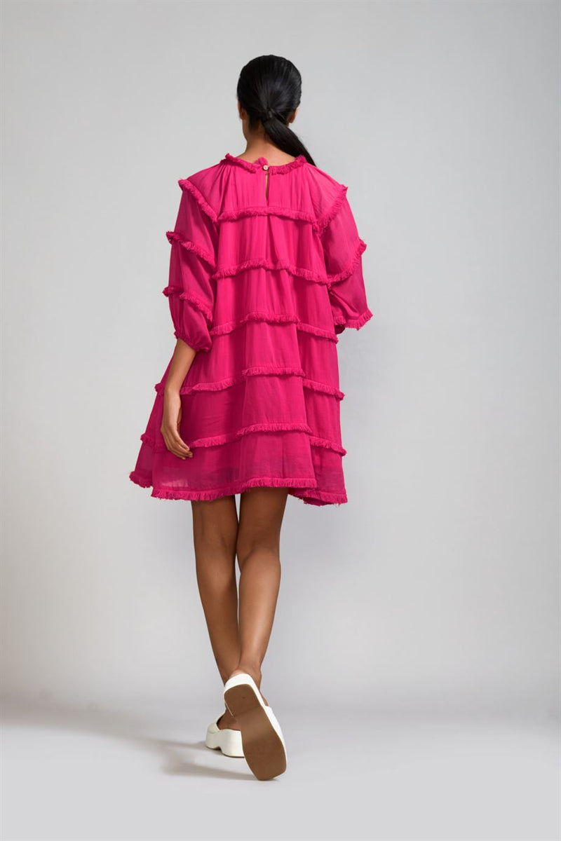 New Season Summer/Fall 24-Dress Fringed Short Cotton Pink-MT FR SH Dress-KA ML Pink-Fashion Edit Mati - Shop Cult Modern