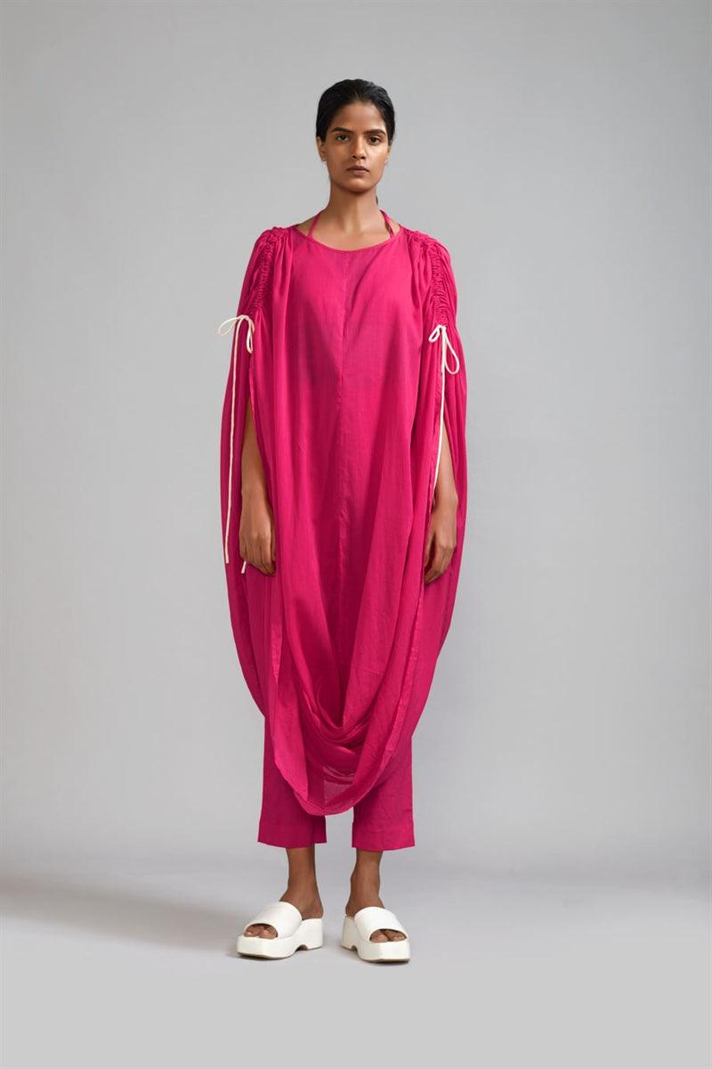 New Season Summer/Fall 24-Tunic Gathered Cowl Cotton Pink-MT GATH Cowl Tunic-KA ML Pink-Fashion Edit Mati - Shop Cult Modern