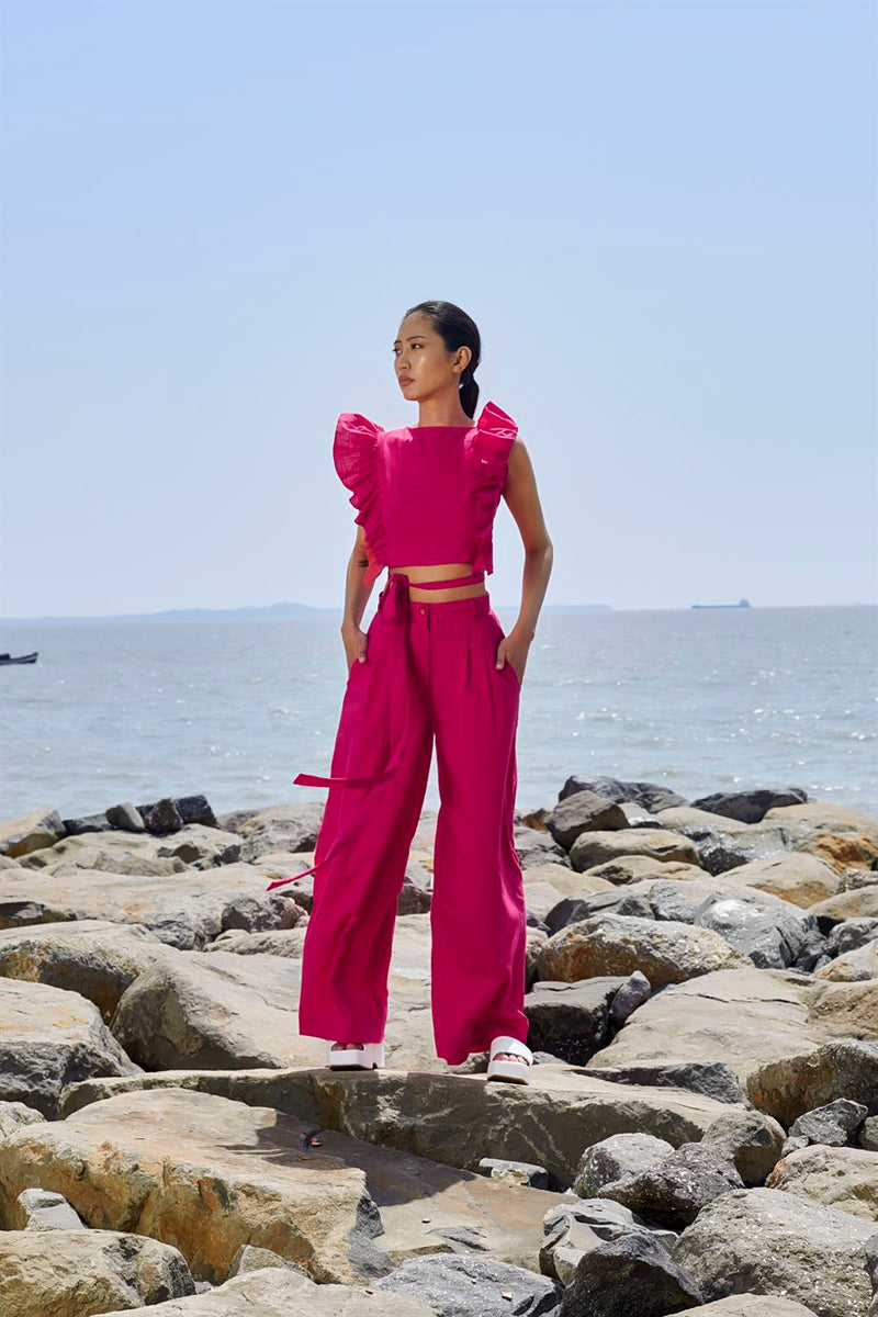 New Season Summer/Fall 24-Pants HighWaisted Cotton Pink-MT H-Waist Trouser-KA Pink-Fashion Edit Mati - Shop Cult Modern