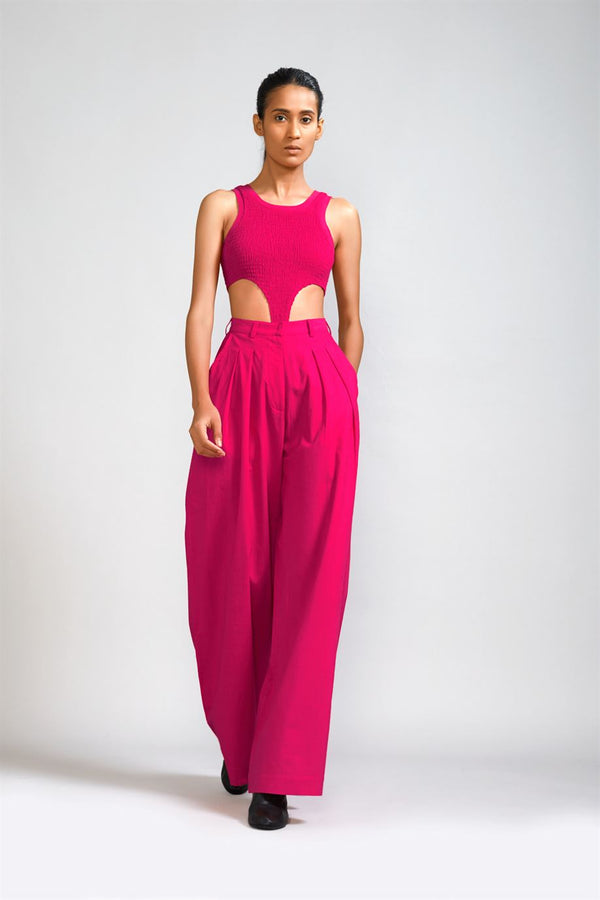 New Season Summer/Fall 24-Pants Long Pleated Cotton Pink-MT PL Trouser-KA Pink-Fashion Edit Mati - Shop Cult Modern