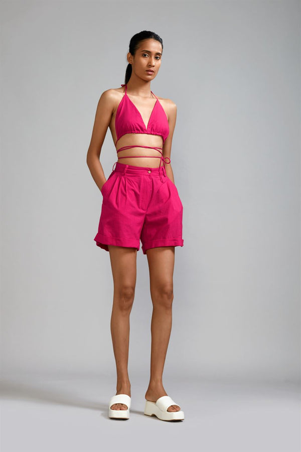 New Season Summer/Fall 23-Top Overlap Bralette Cotton Pink-MT Bralette-KA Pink-Fashion Edit Mati - Shop Cult Modern