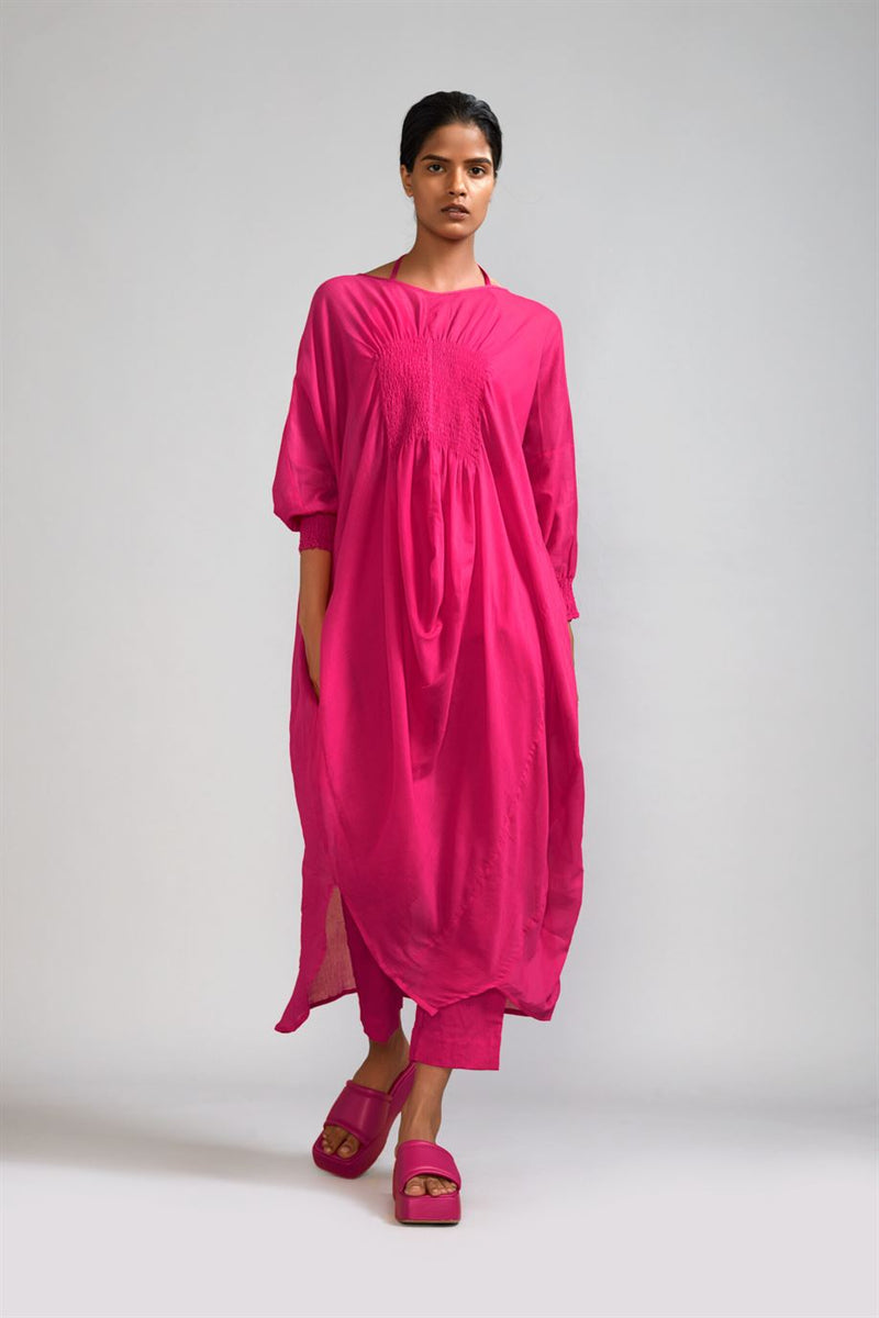 New Season Summer/Fall 23-Tunic Smocked Cowl Cotton Pink-MT Smoc Cowl Tunic-KA ML Pink-Fashion Edit Mati - Shop Cult Modern