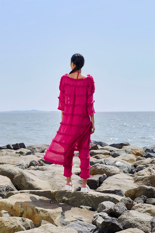New Season Summer/Fall 23-Tunic Tassle Tier Cotton Pink-MT Tassle Tier Tunic-KA ML Pink-Fashion Edit Mati - Shop Cult Modern