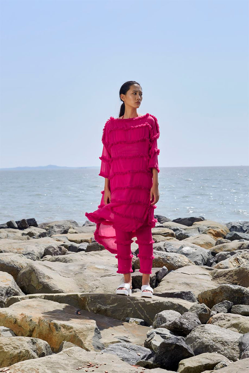 New Season Summer/Fall 23-Tunic Tassle Tier Cotton Pink-MT Tassle Tier Tunic-KA ML Pink-Fashion Edit Mati - Shop Cult Modern