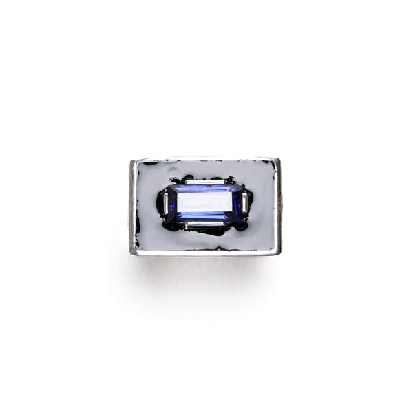 Demi Fine Jewelry-White Gold Plated-Ring-Slab(Blue)Recycled Sterling Silver-R14/21a-Fashion Edit Unbent - Shop Cult Modern