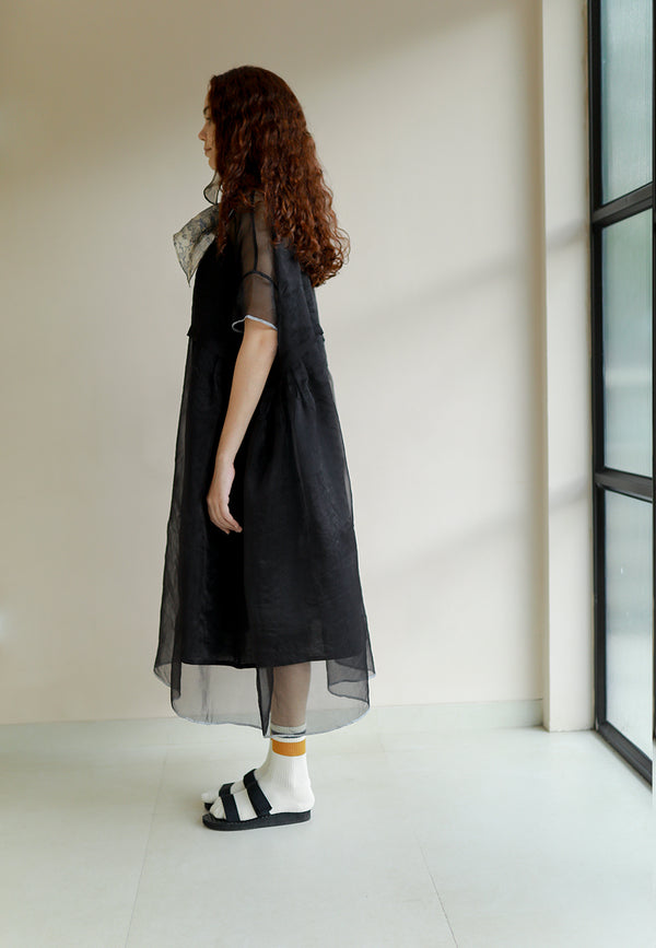 New All Season Dress Silk Organza Clover Black-R.B.-Fashion Edit Runaway Bicycle - Shop Cult Modern
