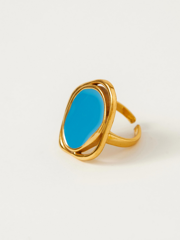 Fashion Jewelry-18k Gold Plated-Rings-Copacabana-Pacific Blue-RIVA1001_PB-Fashion Edit Voyce - Shop Cult Modern
