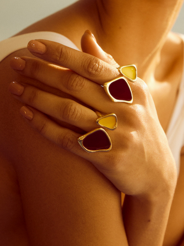 Fashion Jewelry-18k Gold Plated-Rings-Ipanema-Dusk-Brown-RIVA1008_D-Fashion Edit Voyce - Shop Cult Modern