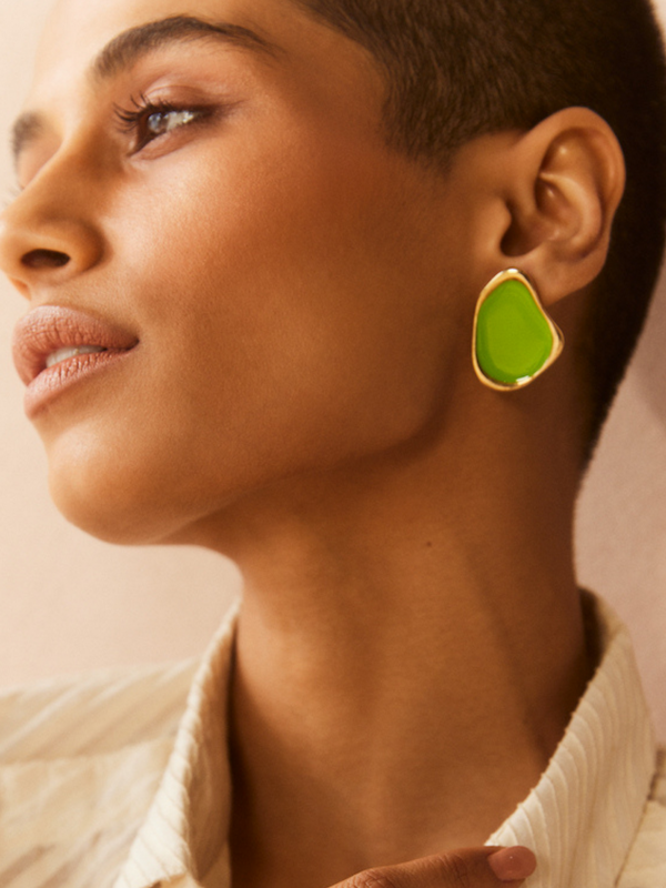 Fashion Jewelry-18k Gold Plated-Earrings-Miami-Lime Green-RIVA1011_G-Fashion Edit Voyce - Shop Cult Modern