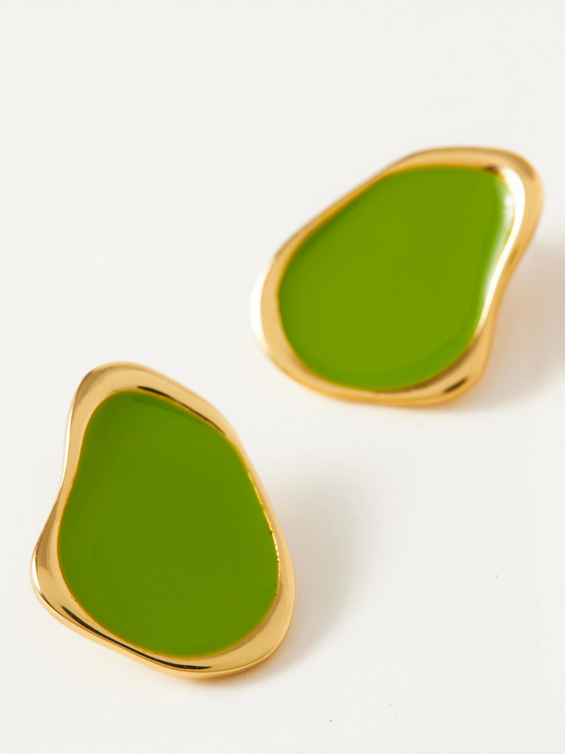 Fashion Jewelry-18k Gold Plated-Earrings-Miami-Lime Green-RIVA1011_G-Fashion Edit Voyce - Shop Cult Modern