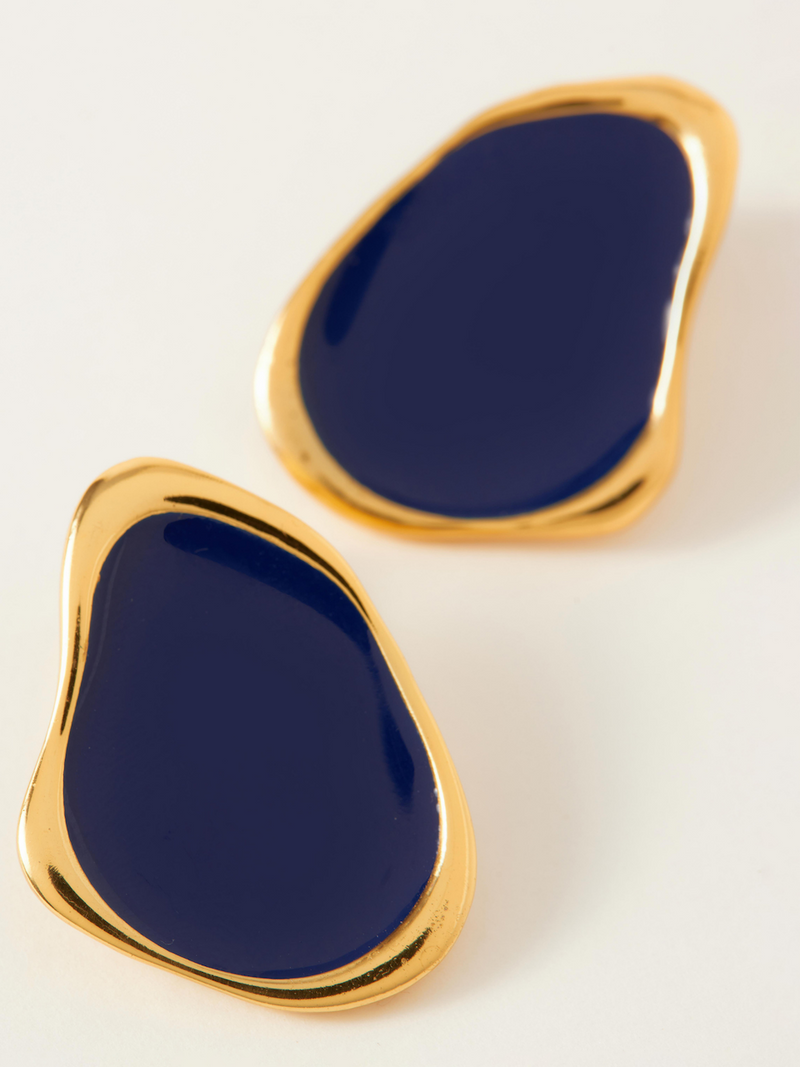 Fashion Jewelry-18k Gold Plated-Earrings-Miami-Midnight Blue-RIVA1011_MB-Fashion Edit Voyce - Shop Cult Modern