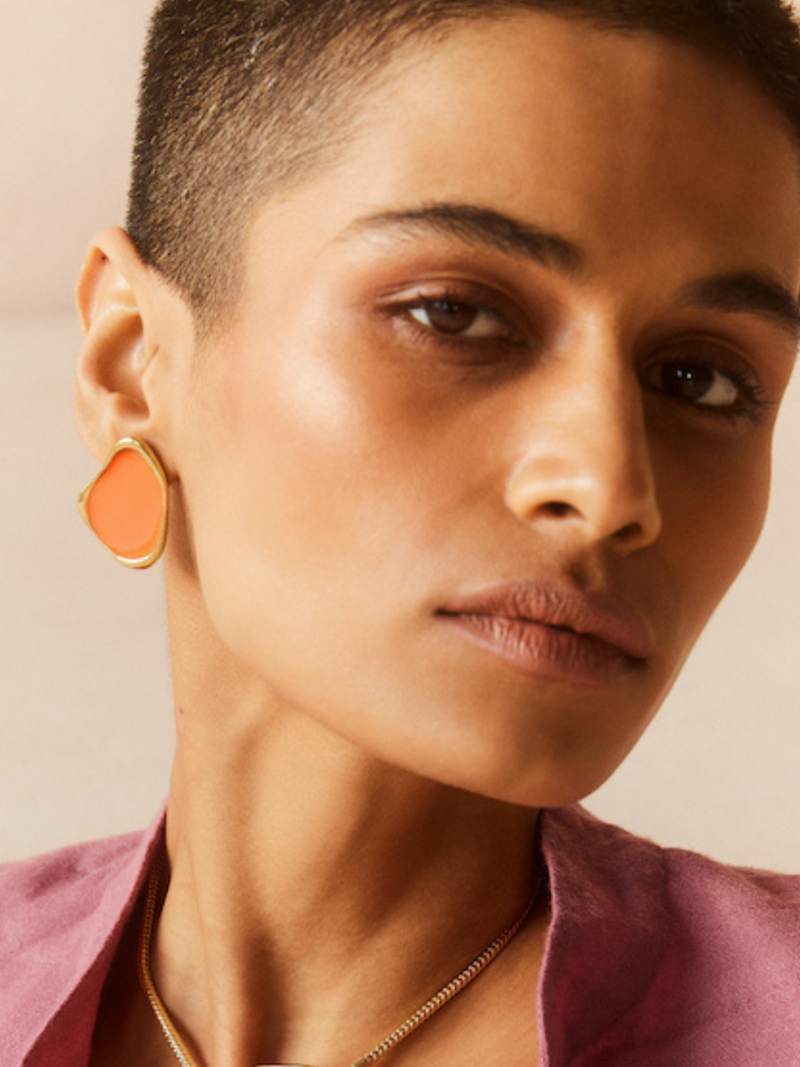 Fashion Jewelry-18k Gold Plated-Earrings-Miami-Orange Coral-RIVA1011_O-Fashion Edit Voyce - Shop Cult Modern