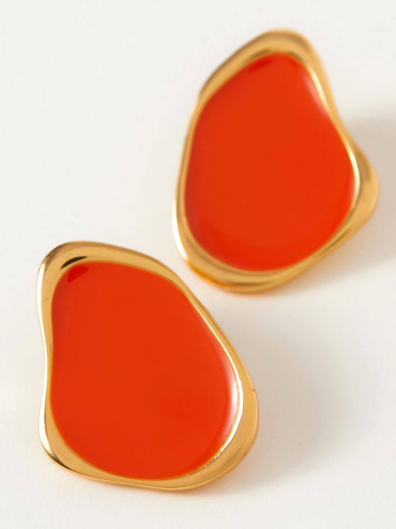 Fashion Jewelry-18k Gold Plated-Earrings-Miami-Orange Coral-RIVA1011_O-Fashion Edit Voyce - Shop Cult Modern