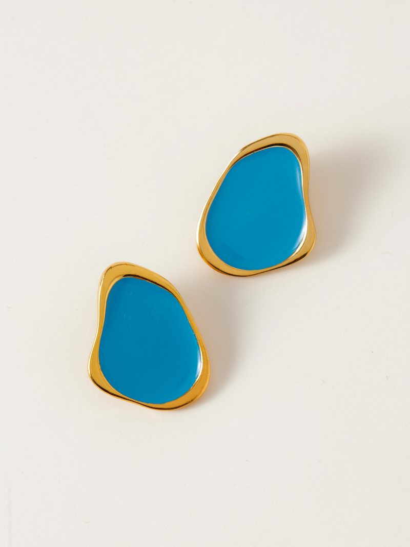 Fashion Jewelry-18k Gold Plated-Earrings-Miami-Pacific Blue-RIVA1011_PB-Fashion Edit Voyce - Shop Cult Modern